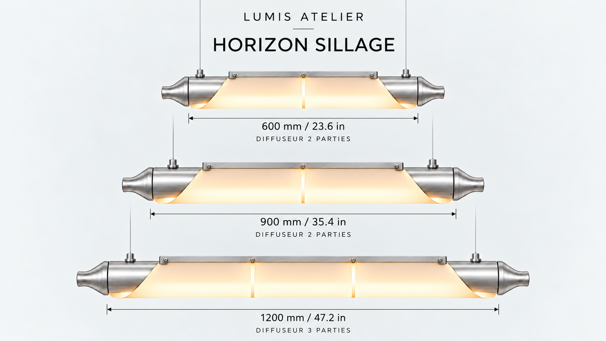 HORIZON aluminium brossé, planche de formats