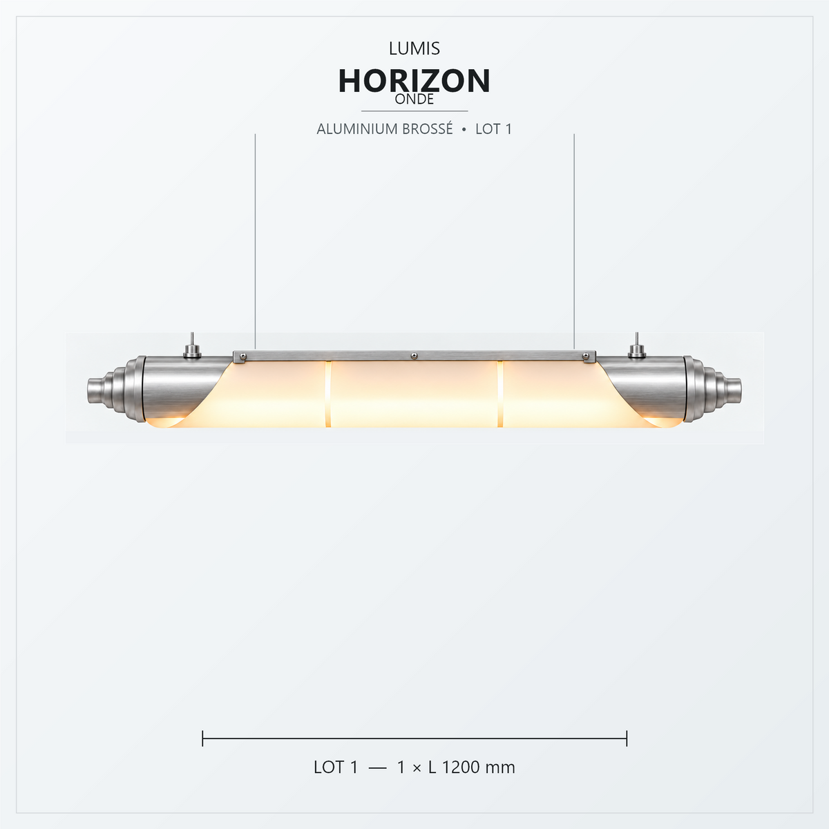 HORIZON Onde 1200 mm, aluminium brossé