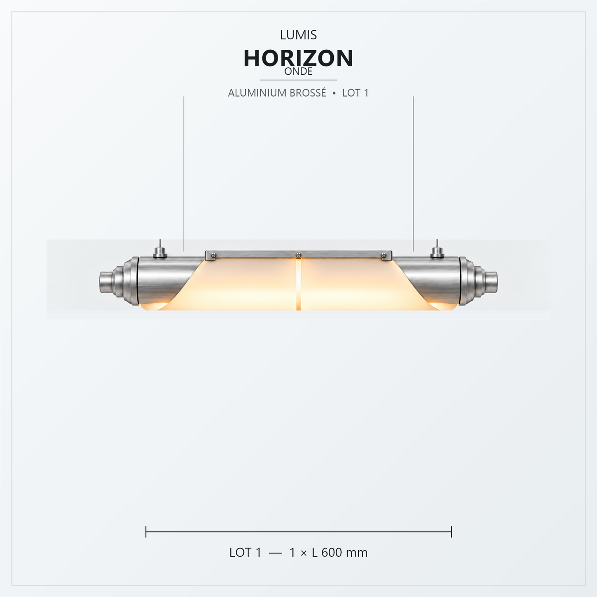 HORIZON Onde 600 mm, aluminium brossé