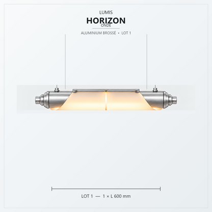 HORIZON Onde 600 mm, aluminium brossé