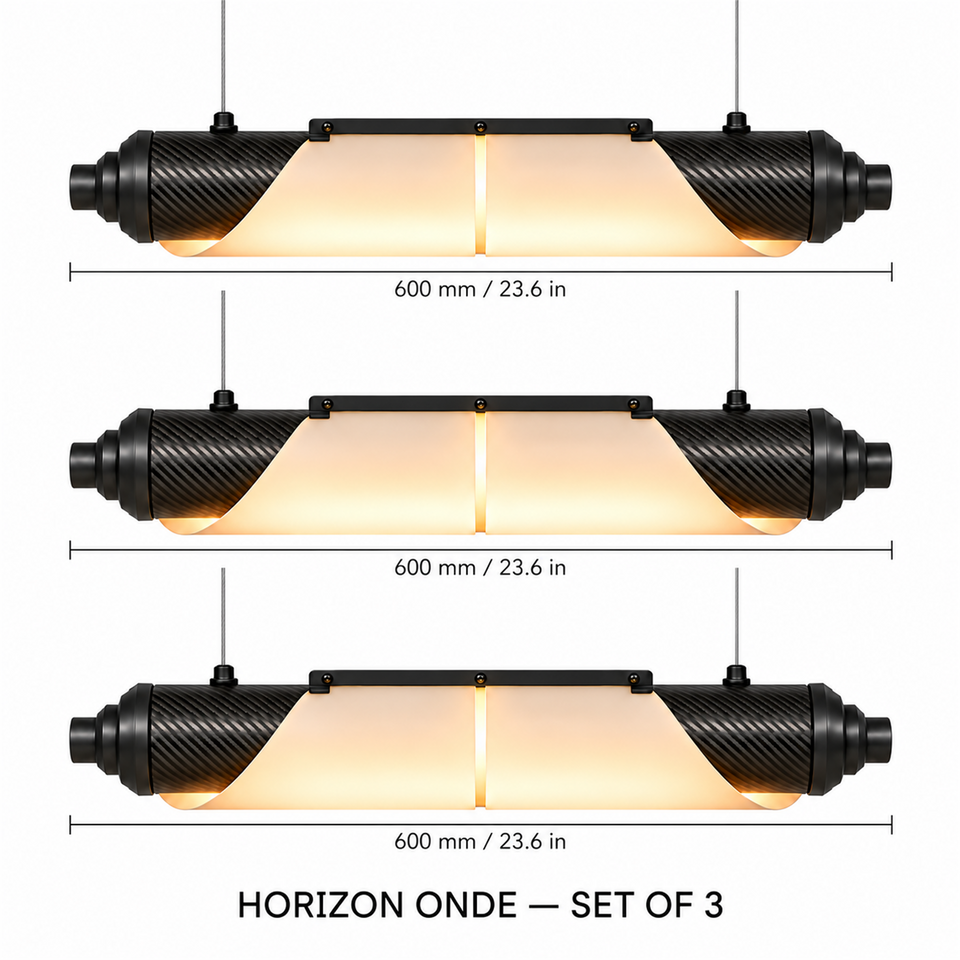 HORIZON ONDE — 600 mm — lot de 3 — suspension linéaire en carbone