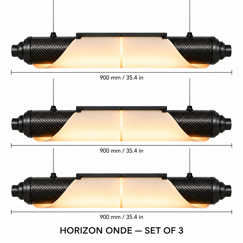 HORIZON ONDE — 900 mm — lot de 3 — suspension linéaire en carbone