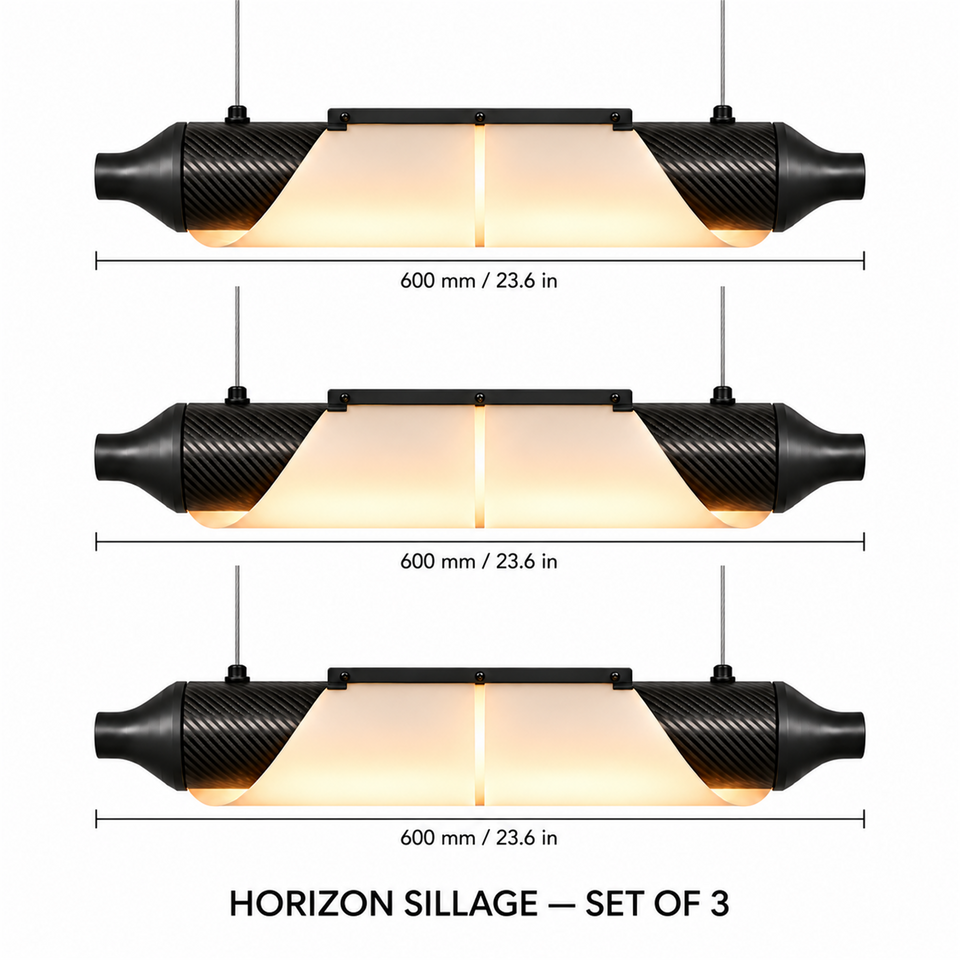 HORIZON SILLAGE — 600 mm — lot de 3 — suspension linéaire en carbone
