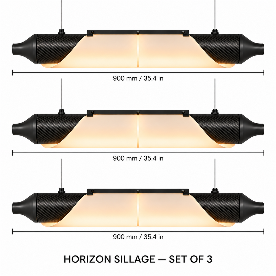 HORIZON SILLAGE — 900 mm — lot de 3 — suspension linéaire en carbone