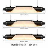 HORIZON TRAME — 900 mm — lot de 3 — suspension linéaire en carbone