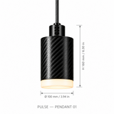 PULSE Pendant 01 — cotation du luminaire — diamètre 100 mm, hauteur 160 mm