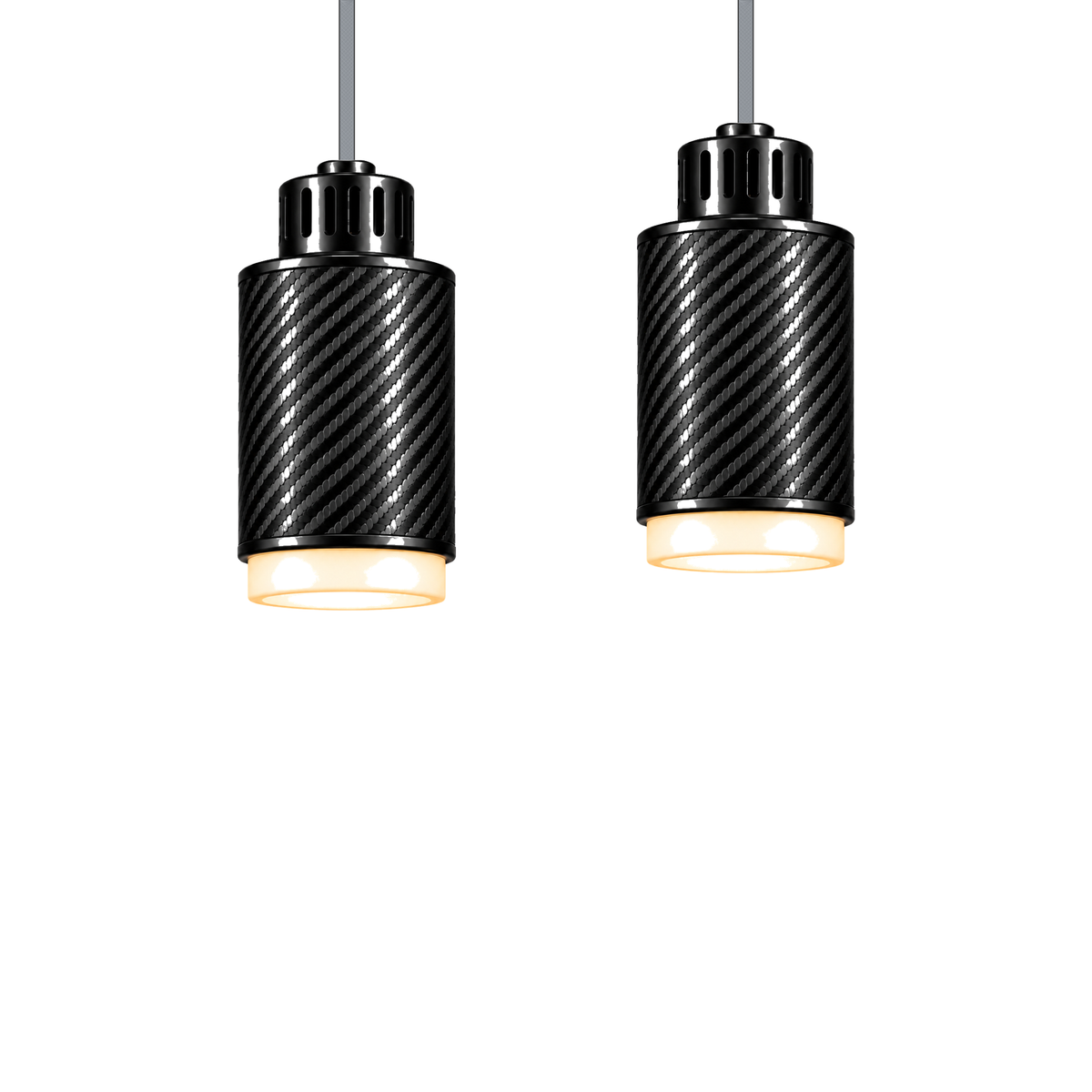 STRIA Pendant 01 — configuration Duo — suspension en carbone