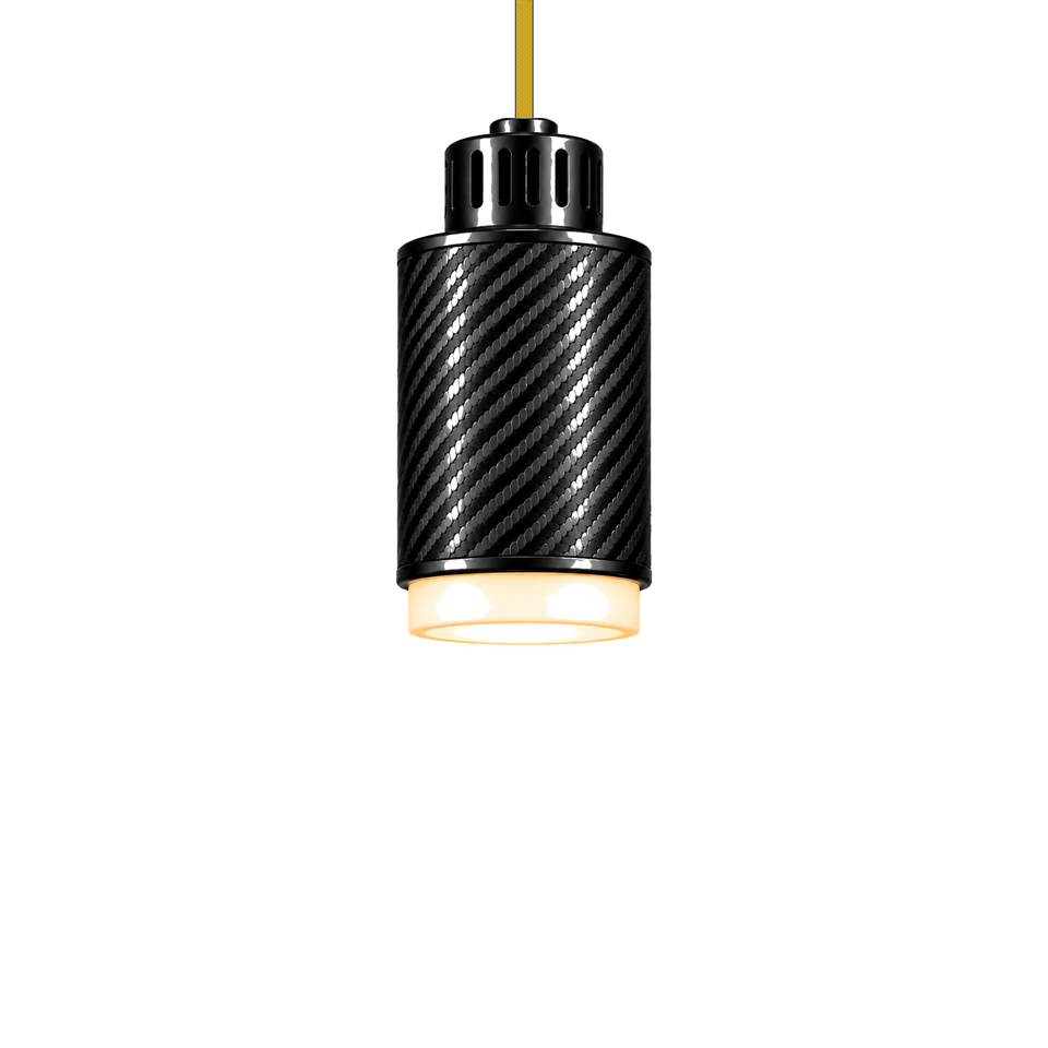 STRIA Pendant 01 — câble textile Jaune moutarde