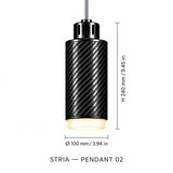 STRIA Pendant 02 — cotation du luminaire — diamètre 100 mm, hauteur 240 mm