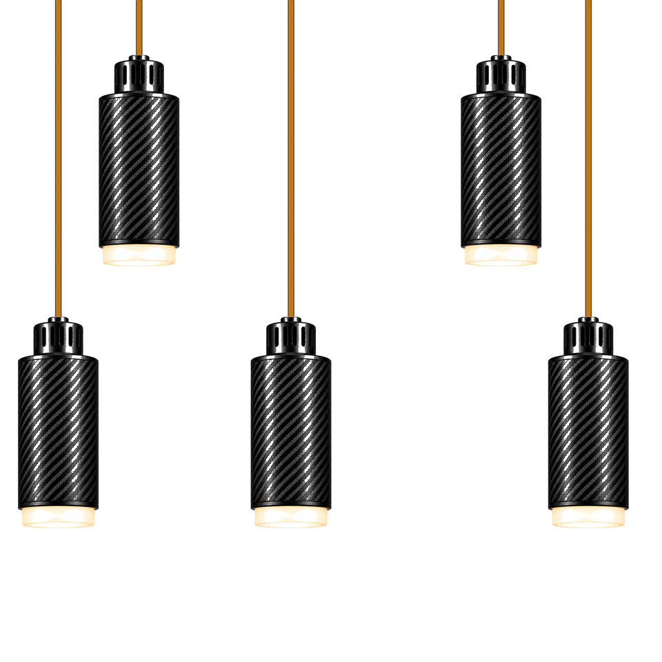 STRIA Pendant 02 — Lustre 05 — câble textile Miel doré
