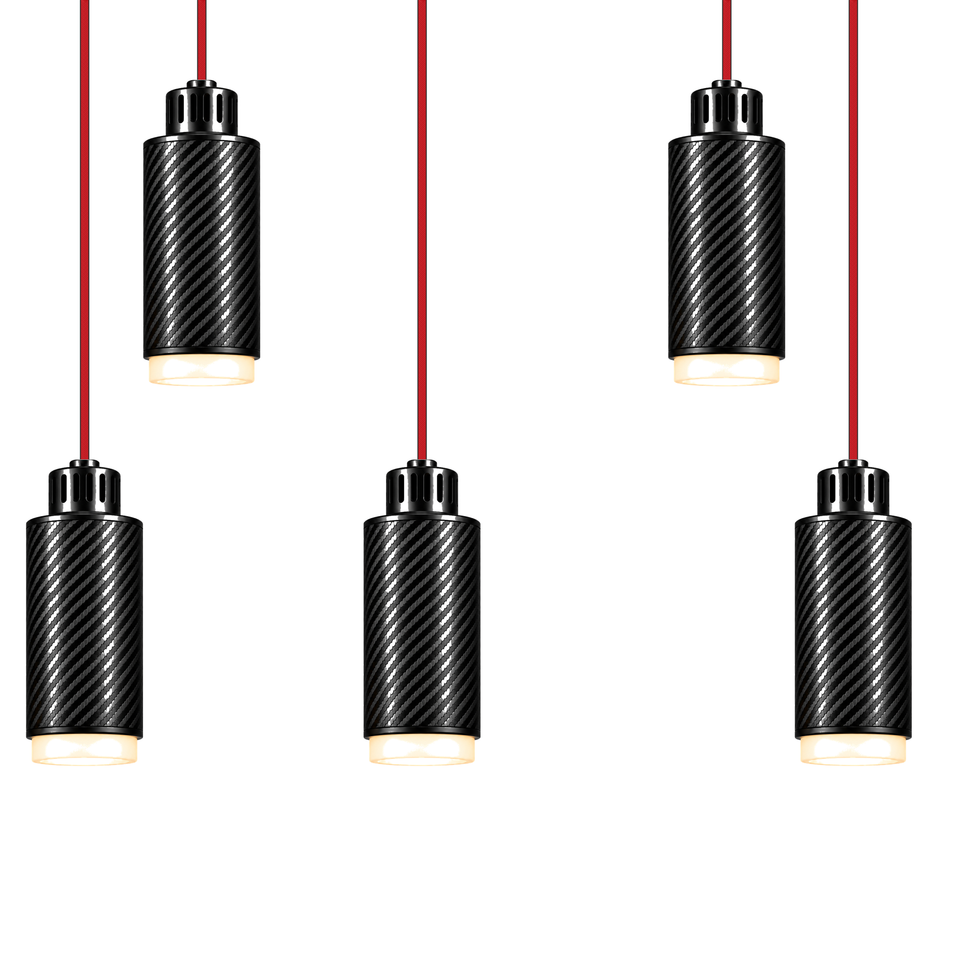 STRIA Pendant 02 — Lustre 05 — câble textile Rouge
