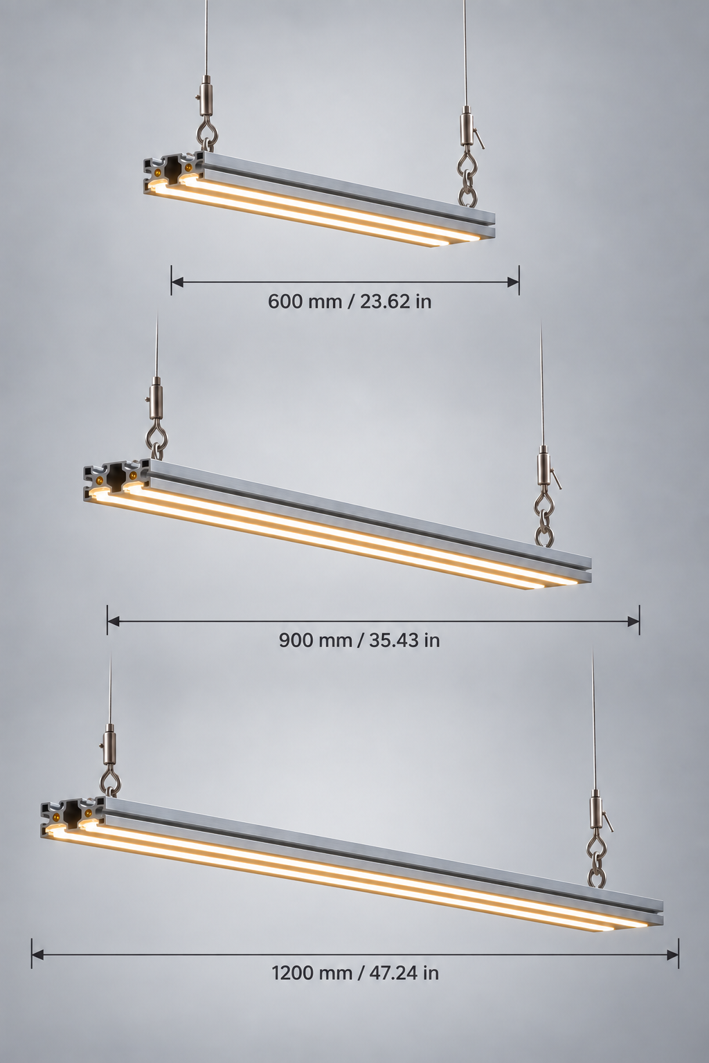 Two lines of light per lamp.