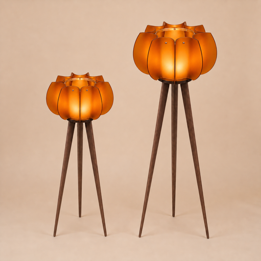 Lampadaires PÉTALE orange de 110 et 140 centimètres