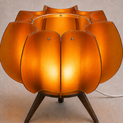 Détail de lampe de table PÉTALE orange