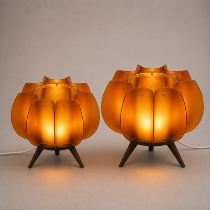 Lampes de table PÉTALE orange en deux formats