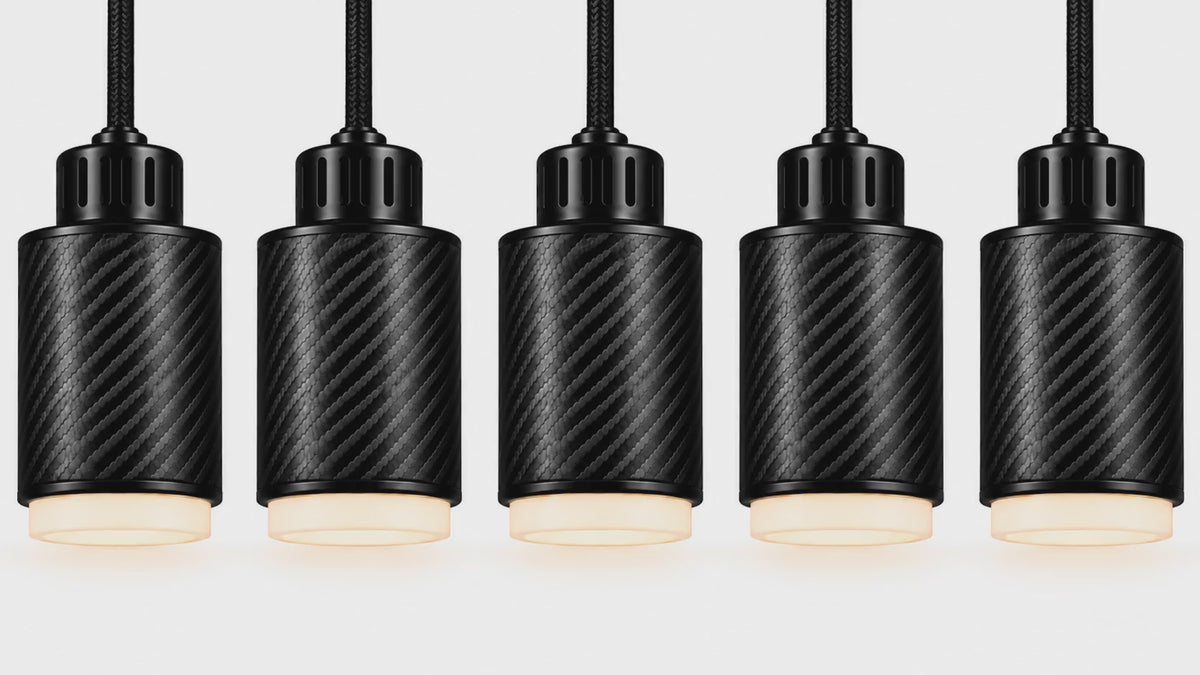 PULSE Lustre 5 lumières — composition de cinq suspensions en carbone